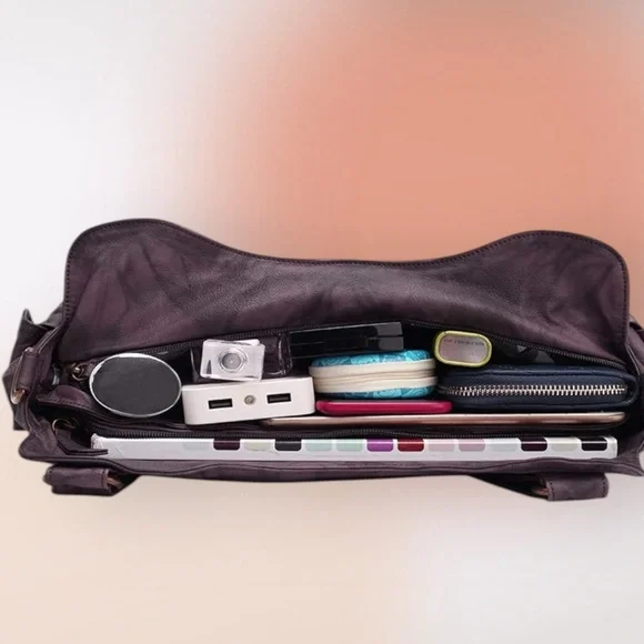 Angel Barcelo Roomy Large Coffee Brown Fashion Hobo Shoulder Handbag NWOT - Picture 6 of 14